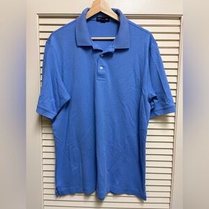 Lands End Mens Polo L Blue 100% Pima Cotton Casual Shirt Preppy Beach Golf
